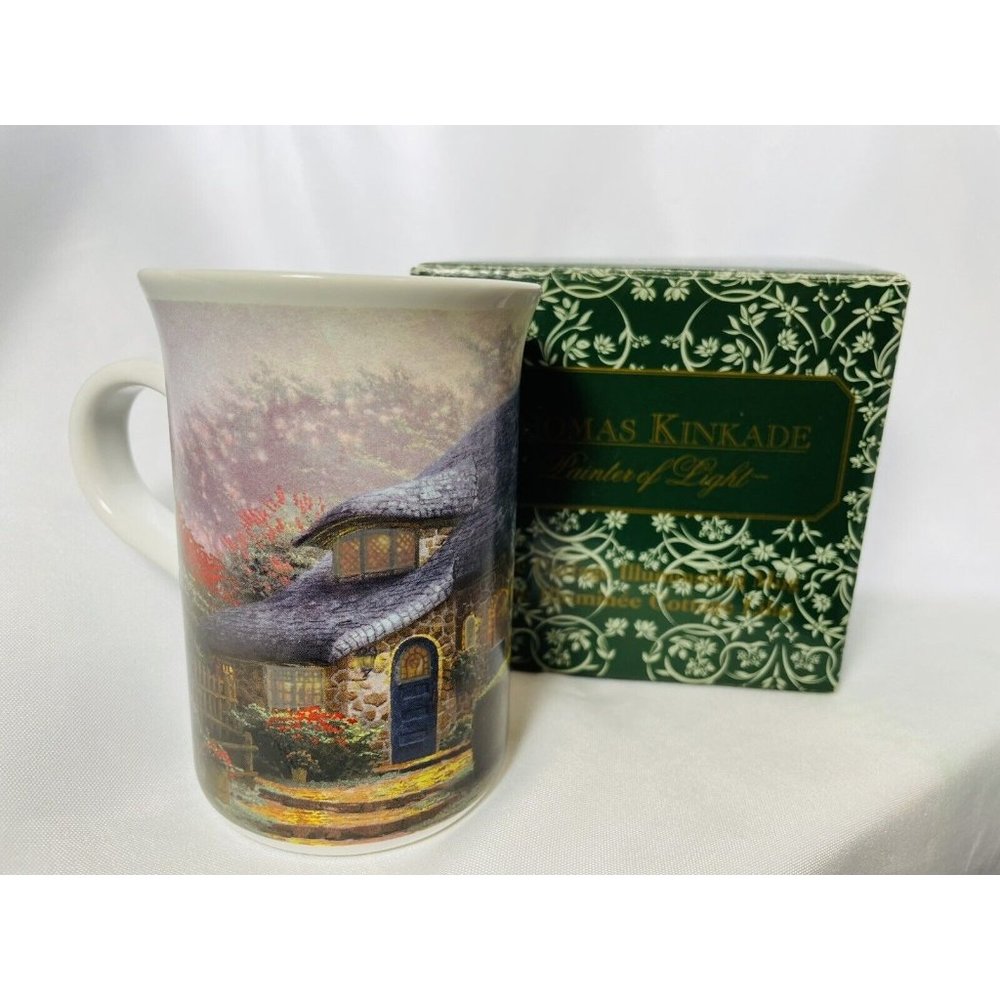 Thomas Kinkade 2004 Lilac Cottage Illuminating Heat Activated 9 Oz Mug in Box
